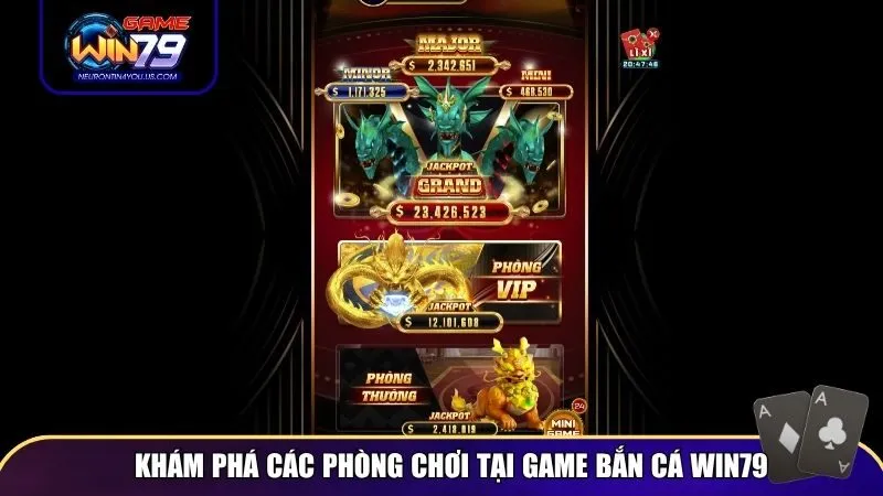 Khám phá các phòng chơi tại game bắn cá Win79
